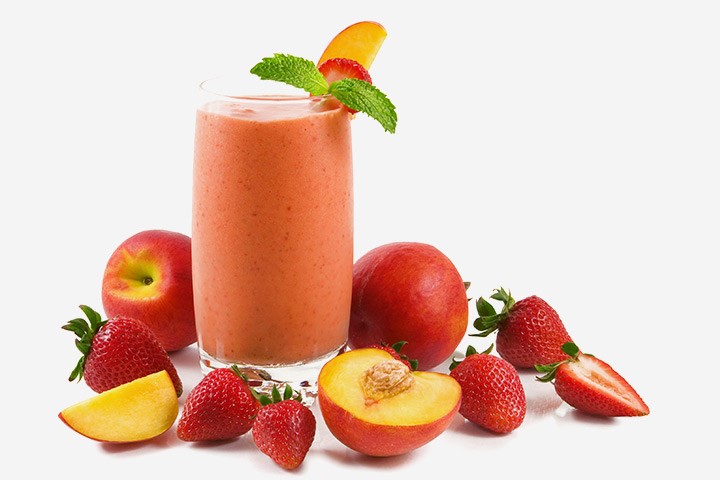 Fersken jordbær smoothie