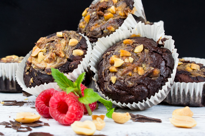Peanut butter chokolade zucchini muffins